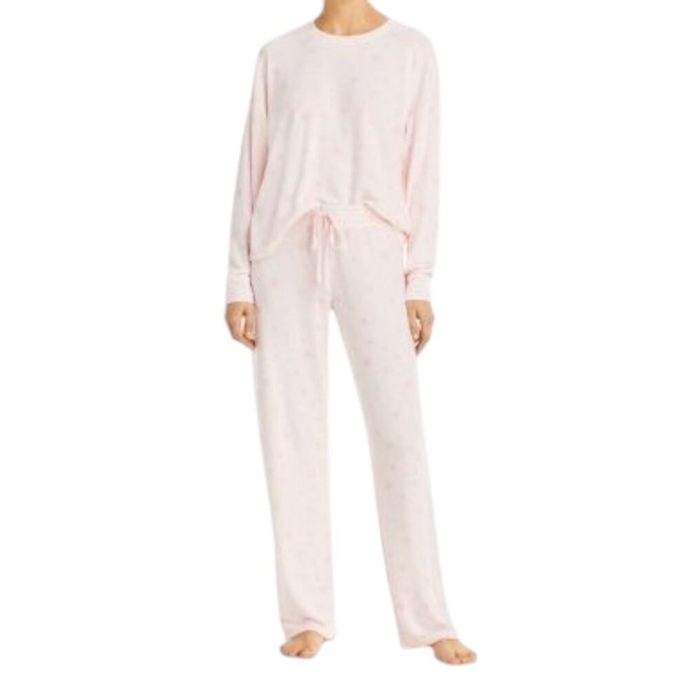 Aqua Lounge Soft Pink Star Lounge Pajama Set Pale Pink Medium NWT